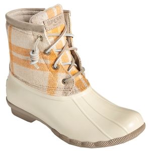 Sperry Women's Saltwater Ivory Plaid Wool Duck Boot Size 8 NIB